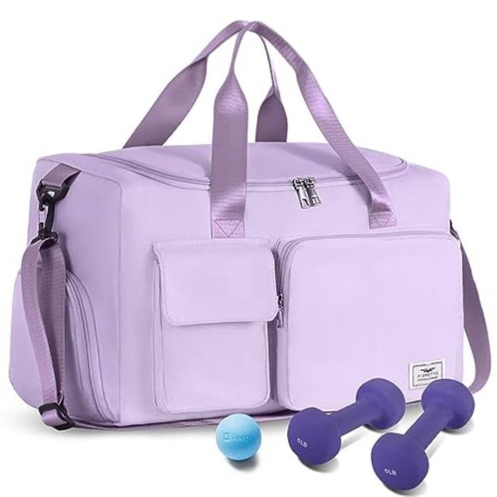 Womens Gym Duffle Bag 37L Travel Weekender Carry On With Shoe Compartment